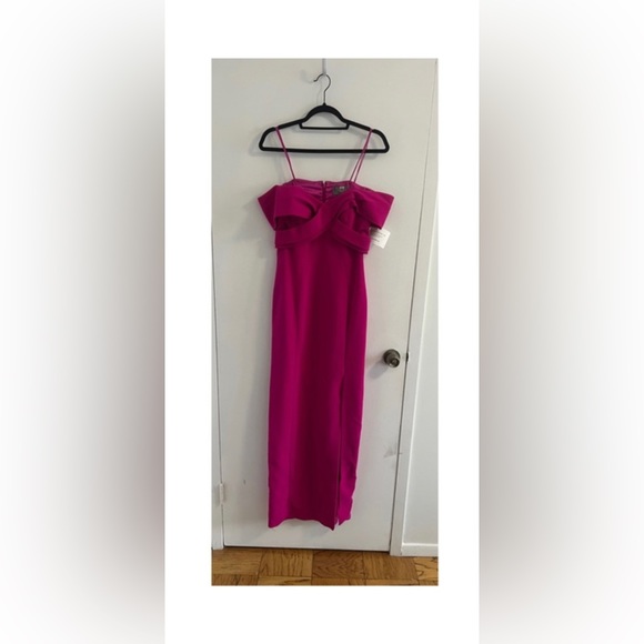 [theia] fuschia off the shoulder gown - Picture 4 of 4